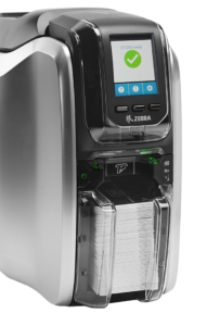 Impressora Zebra ZC300 - Vista Frontal Alimentador de Cartões